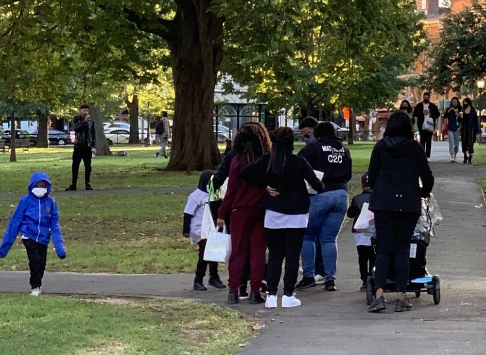 Ministry team walking together during outreach
